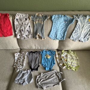 Assorted Baby Onesies Collection sizes newborn to 0-3 mos